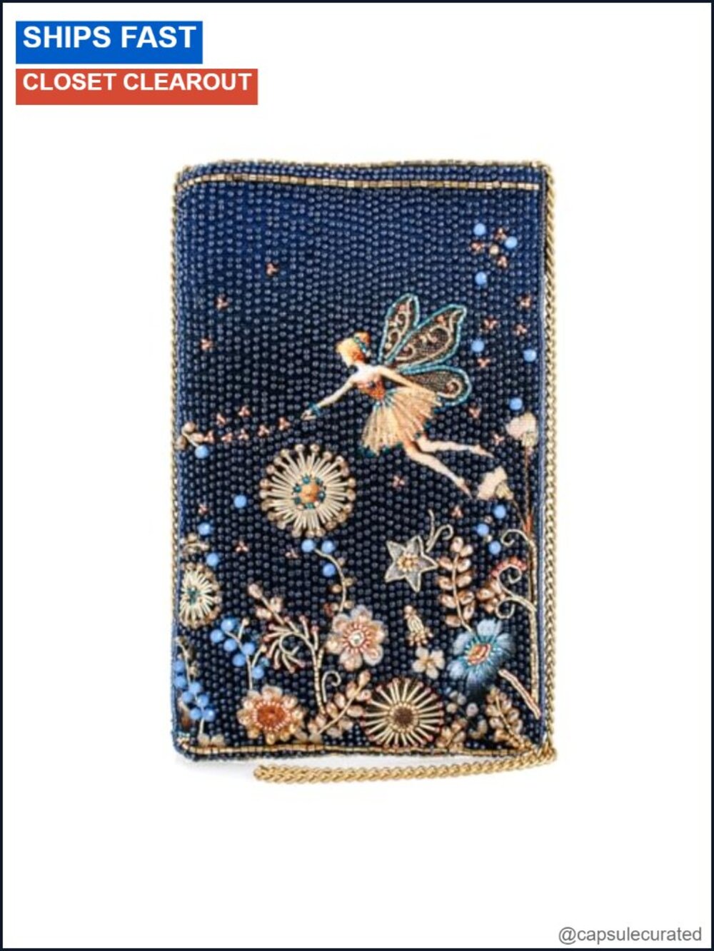 Beaded Fairy Crossbody Phone Bag Convertible Evening Clutch Chain Strap